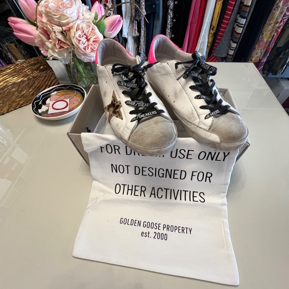 Golden Goose Deluxe Brand Superstars Hot Pink Leopard Fur - Picture 5 of 7